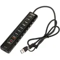 Nitro Concepts UH1 10-Port HYBRID USB HUB USB-hub - 10 porter - Svart