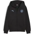 Puma Manchester City FtblEssentials Hooded Jacket Youth, Clothing, Black/Light Blue, 11-12Y