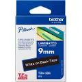 Brother TZe-325 - Standardklebemiddel - hvitt på svart - Rull (0,9 cm x 8 m) 1 kassett(er) laminert teip - for Brother PT-D210, D600, H110 P-Touch PT-1005, 1880, E310, E800 P-Touch Cube Plus PT-P710