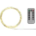 Sygonix SY-4722038 Mini-lyskæde Indvendigt/udvendigt Batteridrevet Antal pærer 50 LED (RGB) Varmhvid Oplyst Længde: 4.9 m variabelt justerbar, Timer