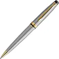 Waterman Expert Ballpoint Pen | Stainless Steel with 23k Gold Trim | Medium Tip | Blue Ink | Gift Box