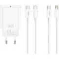 XO USB-lader med USB-C PD 20W + USB-C-kabel