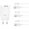 XO Vegglader med 2xUSB 2,4A + USB til Lightning-kabel - Hvit