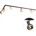 QAZQA Moderne skinnesystem med 5 sorte spotlights 1-fase - Iconic Lava