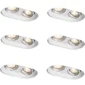 QAZQA Sett med 6 runde innfelte spotter hvit GU10 50mm 2-lys - Hubs