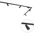 QAZQA Moderne skinnesystem med 5 spotlights svart 1-fase - Iconic Kohua