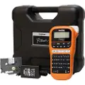 Brother P-Touch PT-E110VP - Etikettmaker - S/H - termotransfer - Rull (1,2 cm) - 180 dpi - inntil 20 mm/sek - kutter - 2-linjers utskrift - svart, oransje