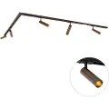 QAZQA Moderne skinnesystem med 5 spotlights mørk bronse 1-fase GU10 35 mm - Iconic Jeana Luxe