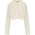Twinset for woman. 251TP3541 Openwork knit cardigan in beige cotton blend (M), Casual