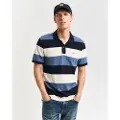 Gant for man. 2022151 Striped piqué polo shirt in blue, white blocks (XL), Casual, Cotton, Short sleeve
