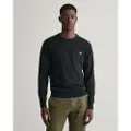Gant for man. 8030561 Classic black cotton crew neck jumper (XS), Casual