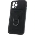 24hShop Bakdeksel med kamerabeskyttelse og mobilring for Samsung Galaxy S25 - Svart