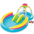 Intex Oppblåsbar Basseng Med Sklie Og Regnbuespill 206l 2.95x1.91x1.09 Cm