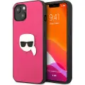 Karl Lagerfeld KLHCP13SPKMP iPhone 13 mini 5.4 rosa hardt etui Lær Ikonik Karl`s Head Metal
