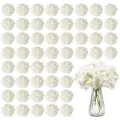 Vevor kunstige blomster, 65 stk. ekte hvit silkehortensia i bulk, hvit imitert utdrikningslag med stilker for gjør-det-selv bryllupsbuketter, borddekorasjoner til hjemmet, festborddekorasjoner