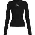 Karl Lagerfeld for woman. A3W18025 Ribbed T-shirt black (L), Casual, Cotton, Short sleeve
