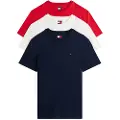 Tommy Hilfiger for man. DM0DM21579 Pack of 3 extra slim logo t-shirts navy, white, red (M), Casual, Cotton, Short sleeve
