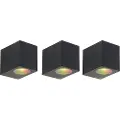 QAZQA Sett med 3 smarte vegglamper svart GU10 50mm IP44 - Baleno