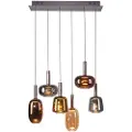 Paul Neuhaus Pendellampe svart med flerfarget glass inkl. LED 6-lys Easylift - Irides