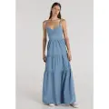 Victorio & Lucchino , V&L for woman. 340468143 Denim long dress with blue straps (XS), Casual, Cotton, Sleeveless / Straps