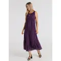 LOIS Jeans for woman. 448302690 Sleeveless long dress mino print with lilac lacing at the neckline (M), Casual, Purple, Polyester, Sleeveles