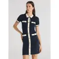 Victorio & Lucchino , V&L for woman. 340408130 V&LUCCHINO - Short dress - Sailor style bi-colour knitted dress with blue heraldic buttons
