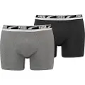 Puma Boxer Briefs (2-Pack) Men, Clothing, Middle Grey Melange/Black, 4
