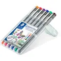 Staedtler pigment liner 308 - Fineliner - rød, blå, grønn, oransje, brun, purpur - fargeblekk - 0.5 mm (en pakke 6)