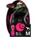 Flexi New NEON M bånd 5 m, 25 kg, sort / neon pink