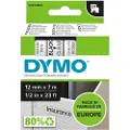 Dymo D1 tape, 12mm x 7m rull, sort på klar