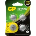 GP Lithium CR2016, Engangsbatteri, CR2016, Lithium-Manganese Dioxide (LiMnO2), 3 V, 4 stykker, 90 mAh