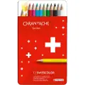Caran d'Ache wisscolor blyanter, metallboks, 12 stk.