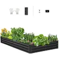 Vevor Metallhevet hagebed, 8 x 4 x 1 fot utendørs galvanisert plantekasse, med åpen bunn, stor plantekasse hevet bed for hagearbeid av grønnsaker, blomster, urter og sukkulenter, mørkegrå