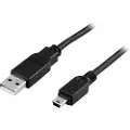 Deltaco USB 2.0 kabel Type A han - Type Mini B han 1m, svart