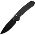 CJRB Pyrite Button Lock Black Black Blade foldekniv