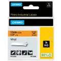Dymo Rhino industri vinyl tape,12 mm x 5.5 m rull, sort på oransje