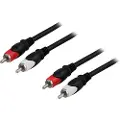 Deltaco - Lydkabel - RCA hann til RCA hann - 3 m