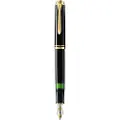 Pelikan M600, Sort, Gull, Innebygd påfyllingssystem, Diamant, Harpiks, Gull, Kursiv pennesplitt, Gull/rhodium