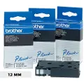 Brother 12 mm tape, svart tekst med hvit bunn, laminert, lengde 7,7m