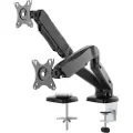 Deltaco ARM-1300 - Monteringssett - justerbar arm - for 2 skjermer - plastikk, aluminium - matt svart - skjermstørrelse: 13-27 - skrivebordsmonterbar