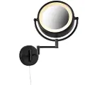 QAZQA Design vegg speil svart inkl. LED justerbar IP44 med trekkledning - Vicino