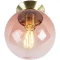QAZQA Art Deco taklampe messing med rosa glass - Pallon