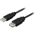 Deltaco USB2-13S - USB-forlengelseskabel - USB (hann) til USB (hunn) - USB 2.0 - 3 m - svart