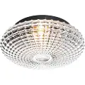 QAZQA Klassisk taklampe sort med røykglass 23 cm IP44 - Nohmi