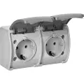 ORNO Lizdas dobbel 2x2P+Z Schuko AQUATIC, IP44, grafittkule