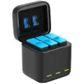 Telesin kameralader ladeboks usb + 3x oppladbart batteri for Gopro Hero 9 10 11 12 Sort / Gp-bnc-011-c