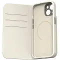 Moshi Overture MagSafe - 3-i-1 lærveske for iPhone 15 (Eggnog White)