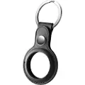 Deltaco Apple AirTag Case Keychain Artificial Leather Black