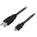 Deltaco USB 2.0 type A til Micro-B USB, 5-pin, 2m, svart
