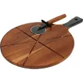 Excellent houseware Utmerket Husholdningsskjærebrett Rundt pizzabrett i tre med kniv 30 cm 2 stk.